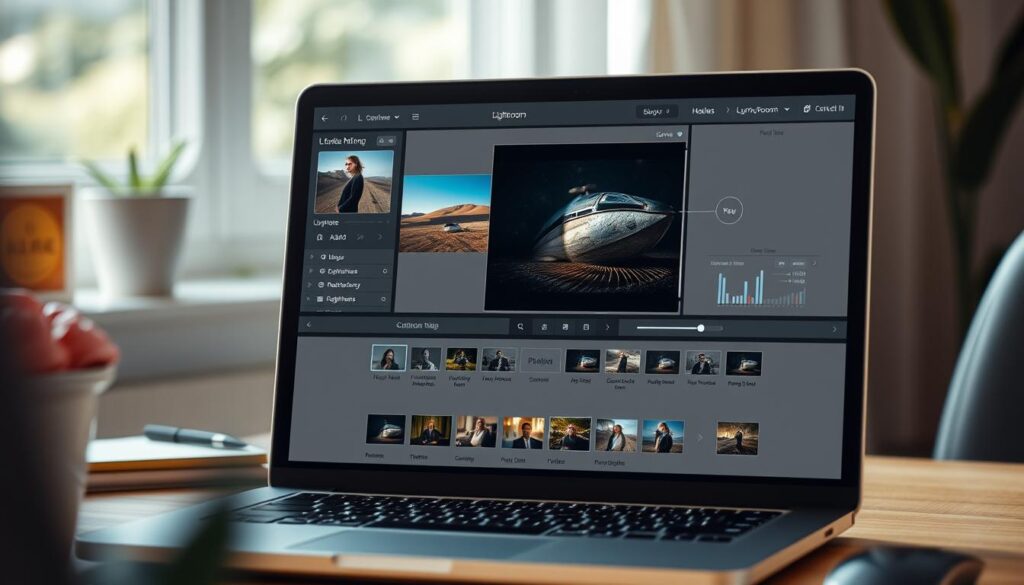 imagem de um mac na tela de edição de fotografias